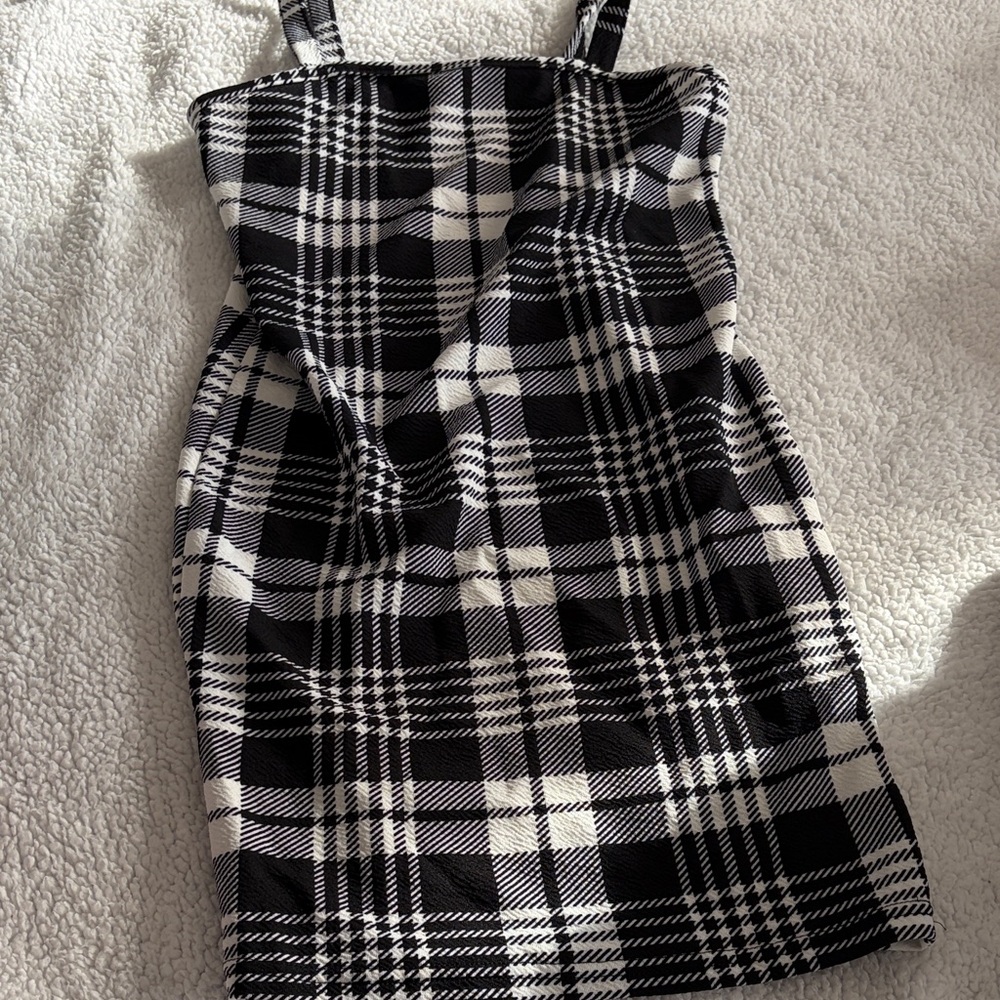 Plaid Black and White Women's Dress